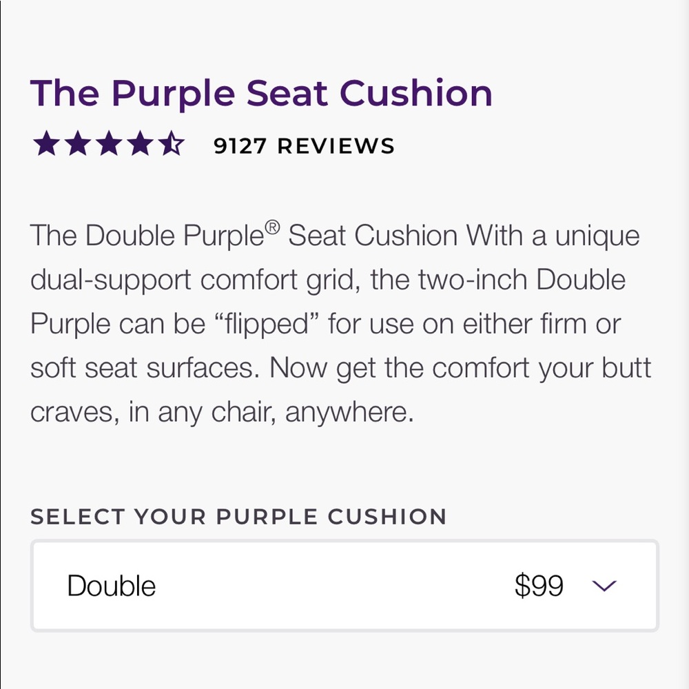 Double Purple Seat Cushion